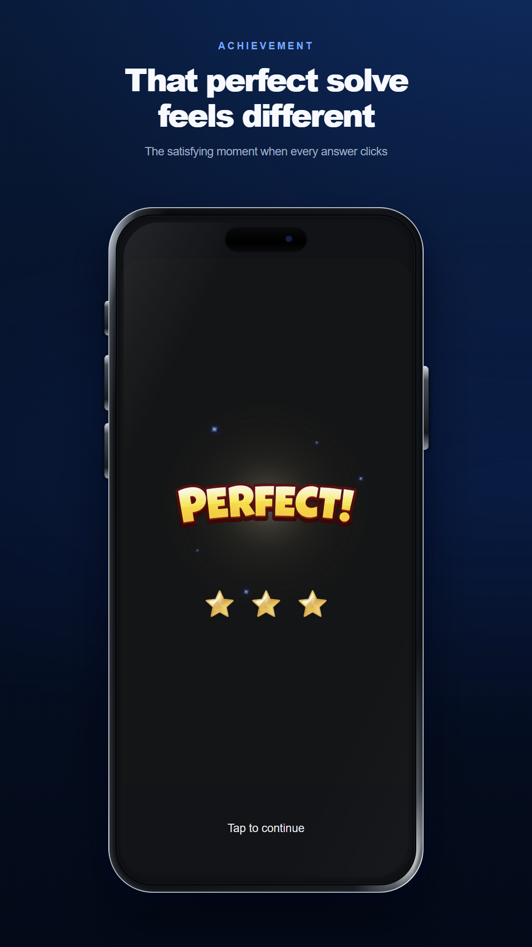 A perfect puzzle result with three earned stars