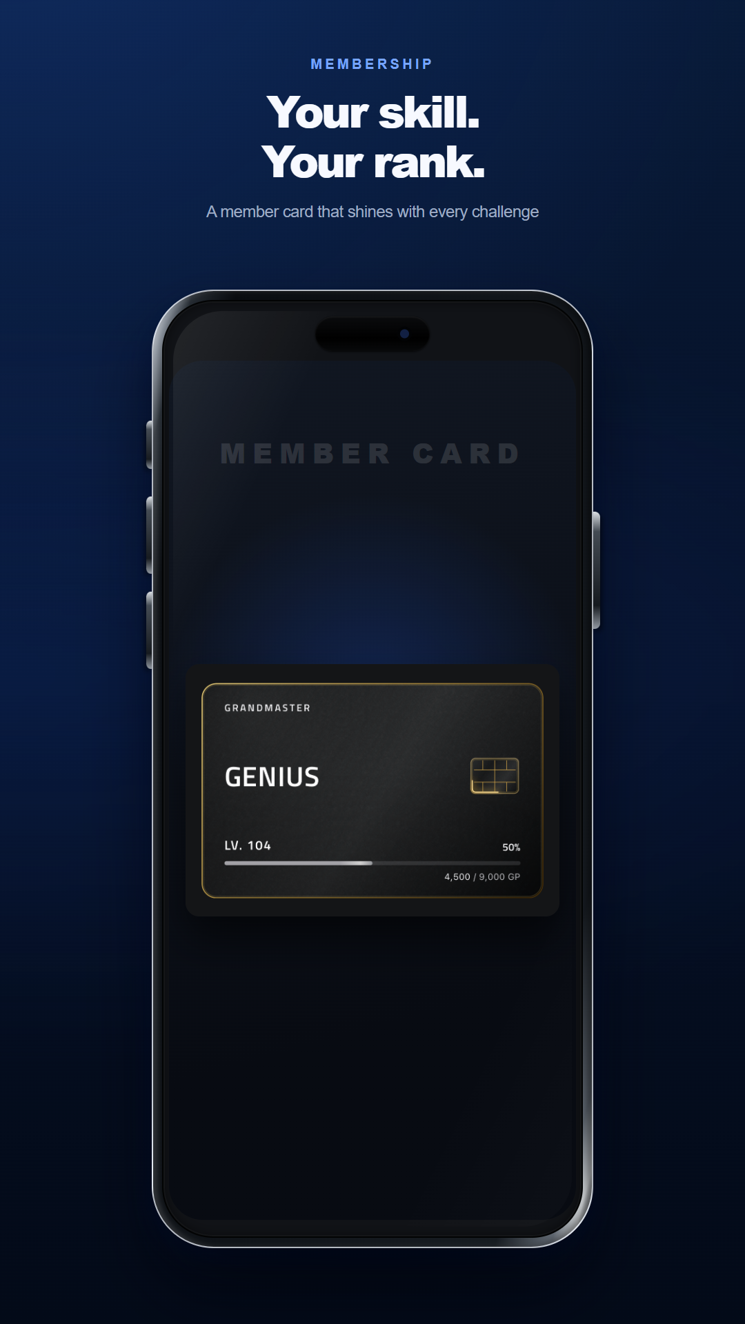 A Geniot Grandmaster membership card showing player progression